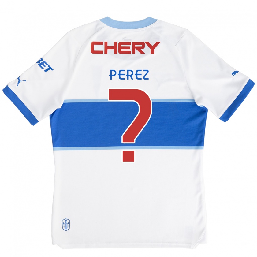 Kandiny Niño Camiseta Ignacio Pérez #0 Blanco Azul 1ª Equipación 2024/25 La Camisa Chile