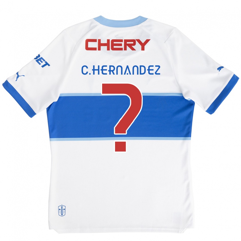 Kandiny Niño Camiseta Camilo Hernández #0 Blanco Azul 1ª Equipación 2024/25 La Camisa Chile