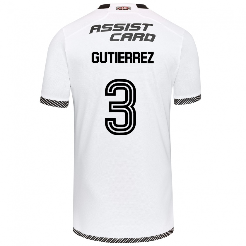 Kandiny Niño Camiseta Daniel Gutiérrez #3 Blanco Negro 1ª Equipación 2024/25 La Camisa Chile