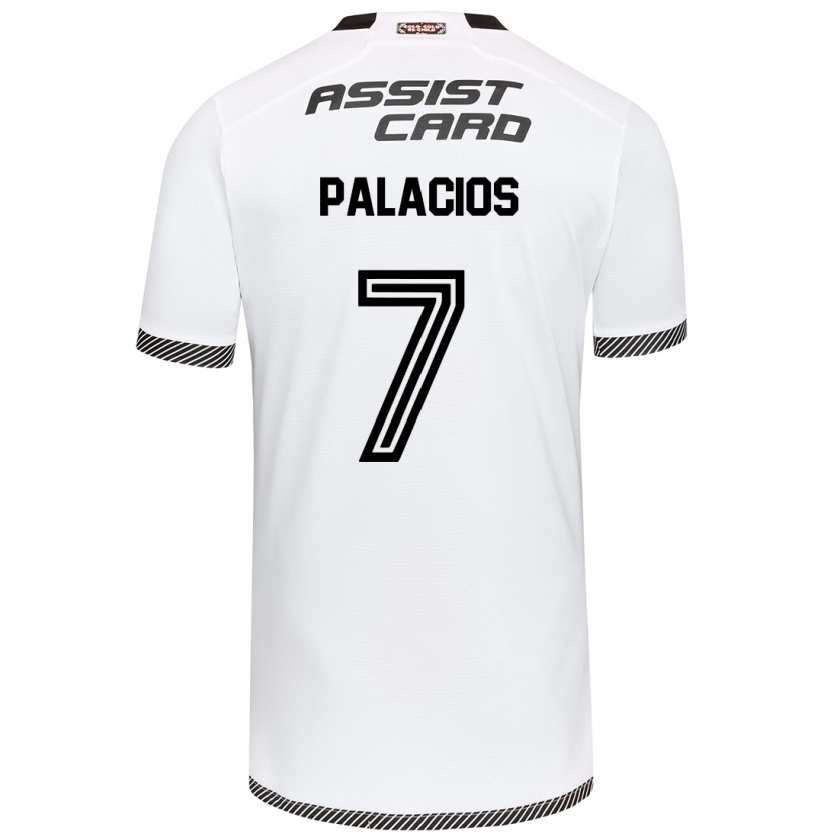 Kandiny Niño Camiseta Carlos Palacios #7 Blanco Negro 1ª Equipación 2024/25 La Camisa Chile