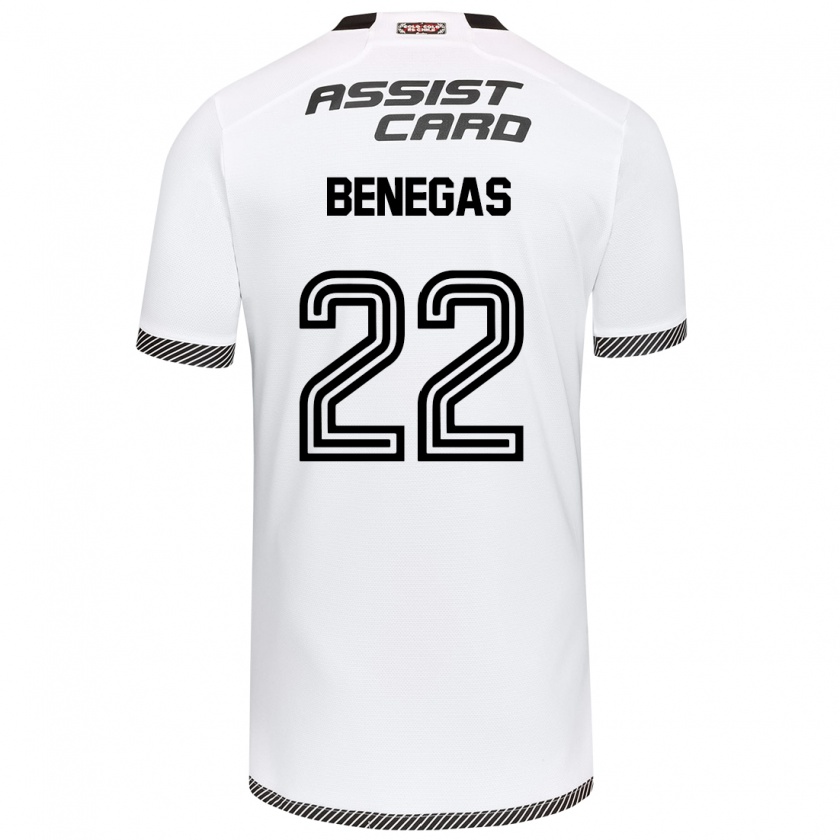 Kandiny Niño Camiseta Leandro Benegas #22 Blanco Negro 1ª Equipación 2024/25 La Camisa Chile