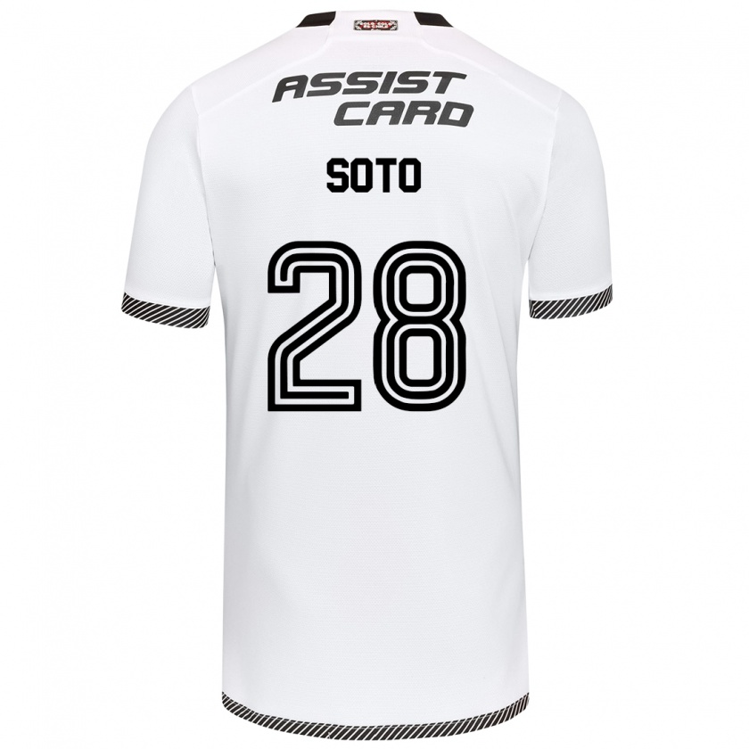 Kandiny Niño Camiseta Lucas Soto #28 Blanco Negro 1ª Equipación 2024/25 La Camisa Chile