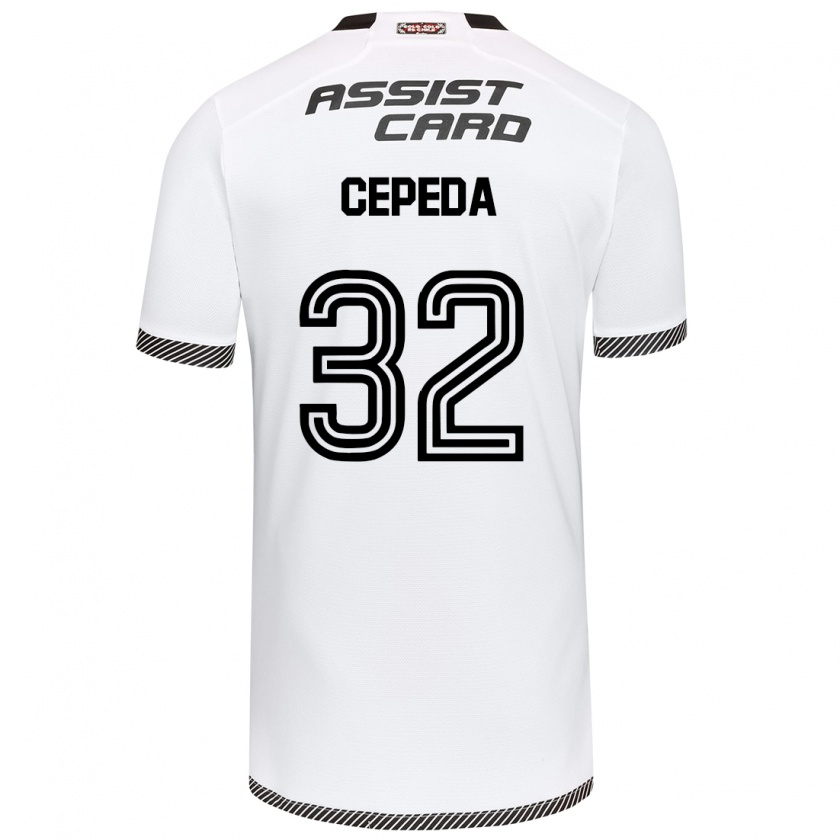 Kandiny Niño Camiseta Lucas Cepeda #32 Blanco Negro 1ª Equipación 2024/25 La Camisa Chile