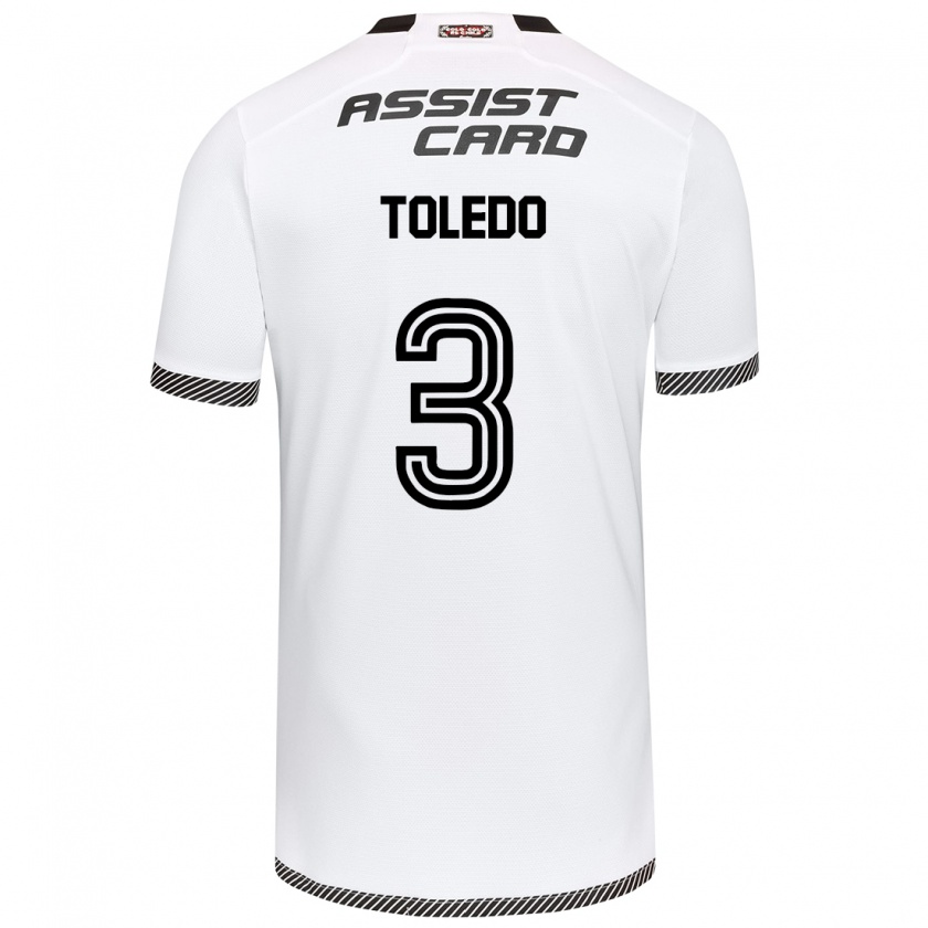 Kandiny Niño Camiseta Miguel Toledo #3 Blanco Negro 1ª Equipación 2024/25 La Camisa Chile