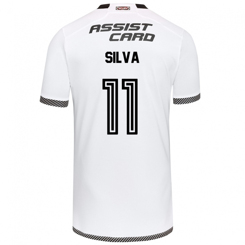 Kandiny Niño Camiseta Martín Silva #11 Blanco Negro 1ª Equipación 2024/25 La Camisa Chile