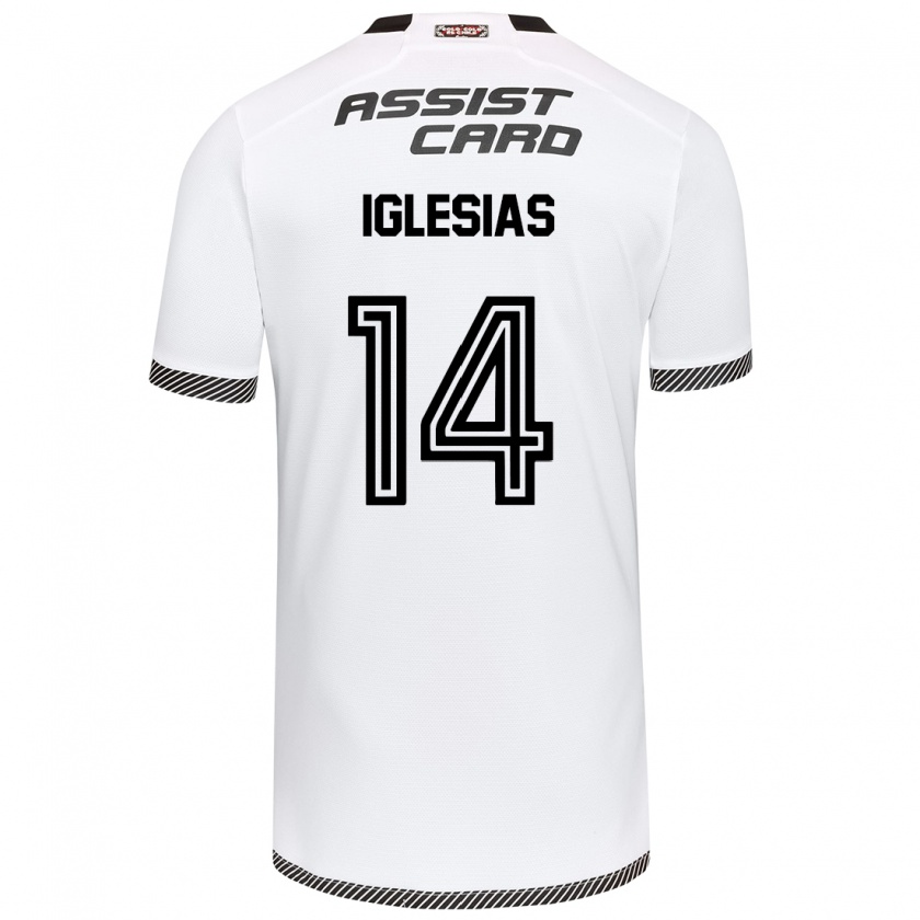 Kandiny Niño Camiseta Luciano Iglesias #14 Blanco Negro 1ª Equipación 2024/25 La Camisa Chile