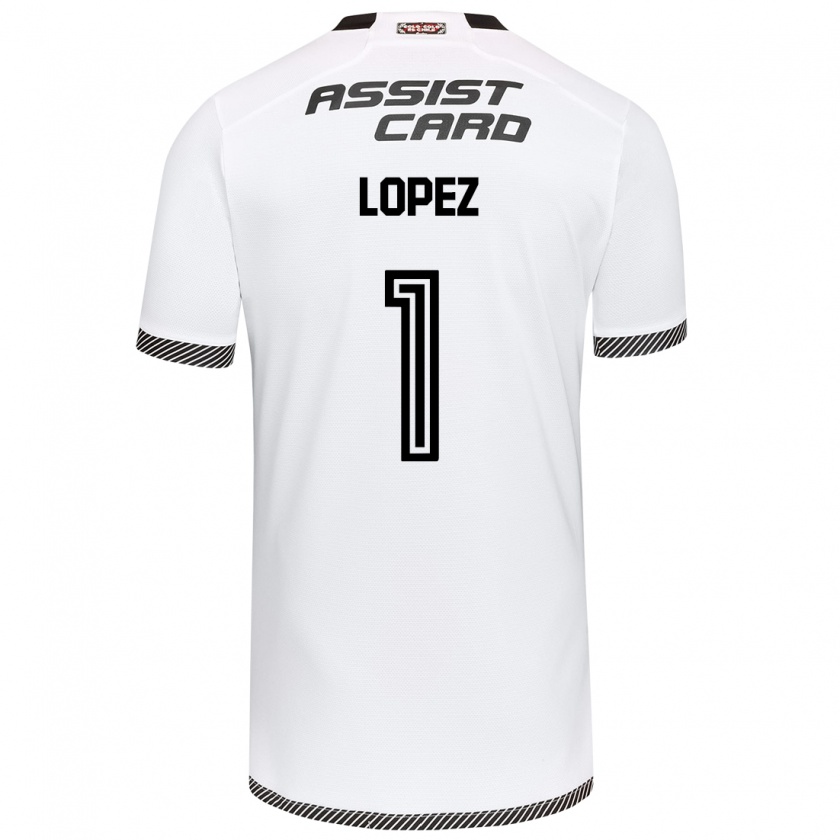 Kandiny Niño Camiseta Yessenia López #1 Blanco Negro 1ª Equipación 2024/25 La Camisa Chile