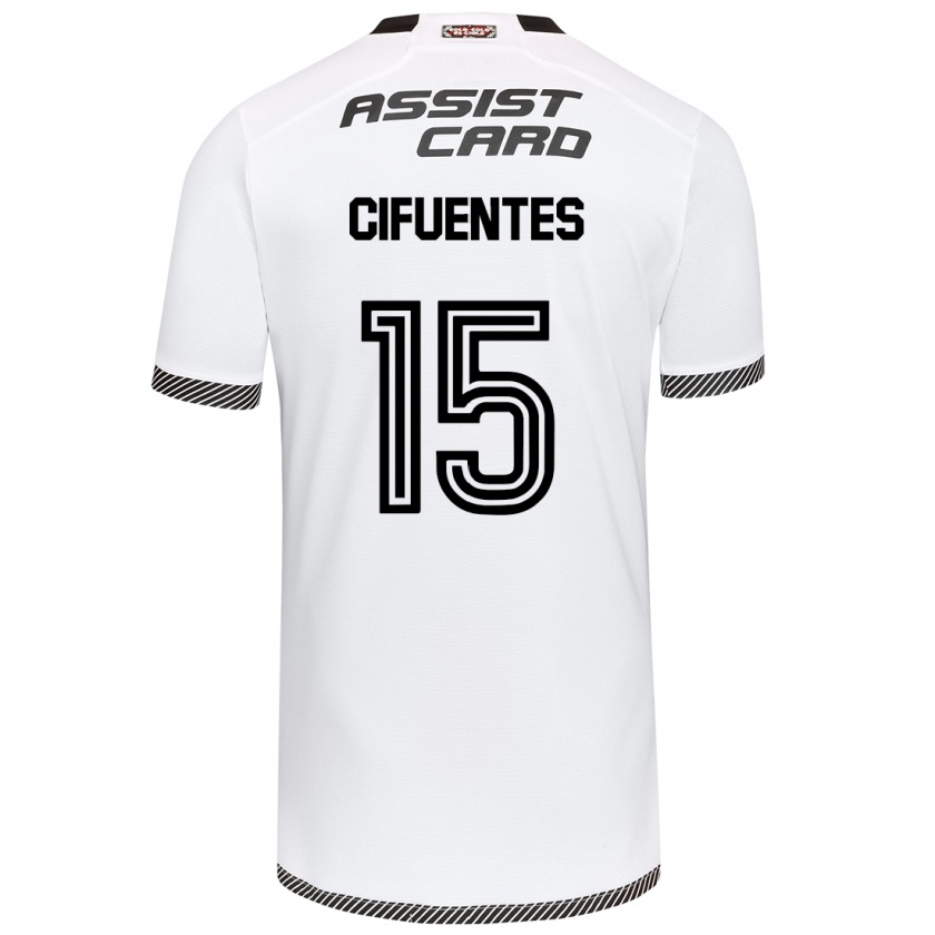 Kandiny Niño Camiseta Anaís Cifuentes #15 Blanco Negro 1ª Equipación 2024/25 La Camisa Chile