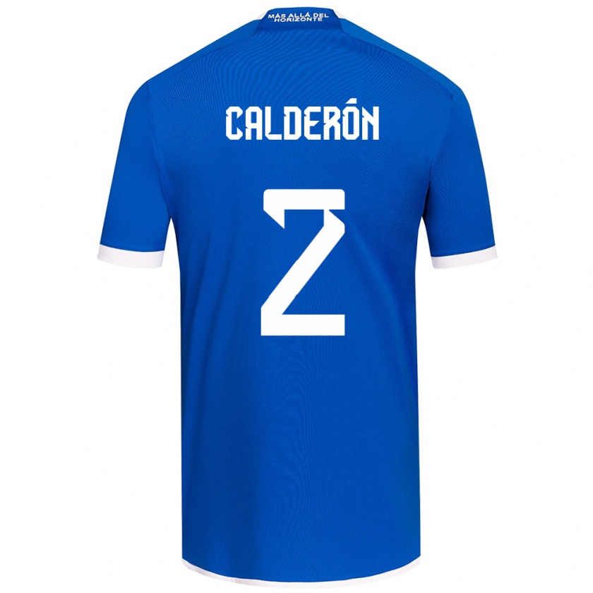 Kandiny Niño Camiseta Franco Calderón #2 Azul Blanco 1ª Equipación 2024/25 La Camisa Chile