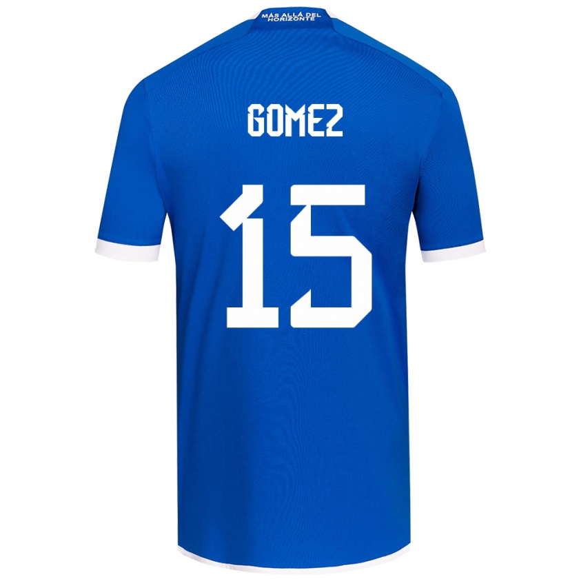 Kandiny Niño Camiseta Juan Pablo Gómez #15 Azul Blanco 1ª Equipación 2024/25 La Camisa Chile