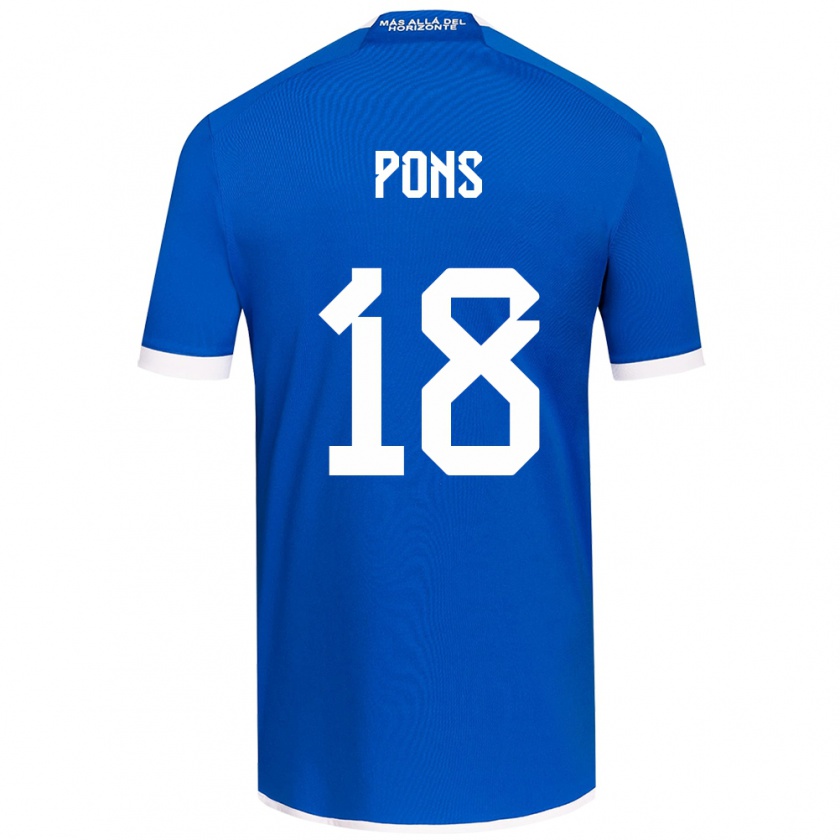 Kandiny Niño Camiseta Luciano Pons #18 Azul Blanco 1ª Equipación 2024/25 La Camisa Chile