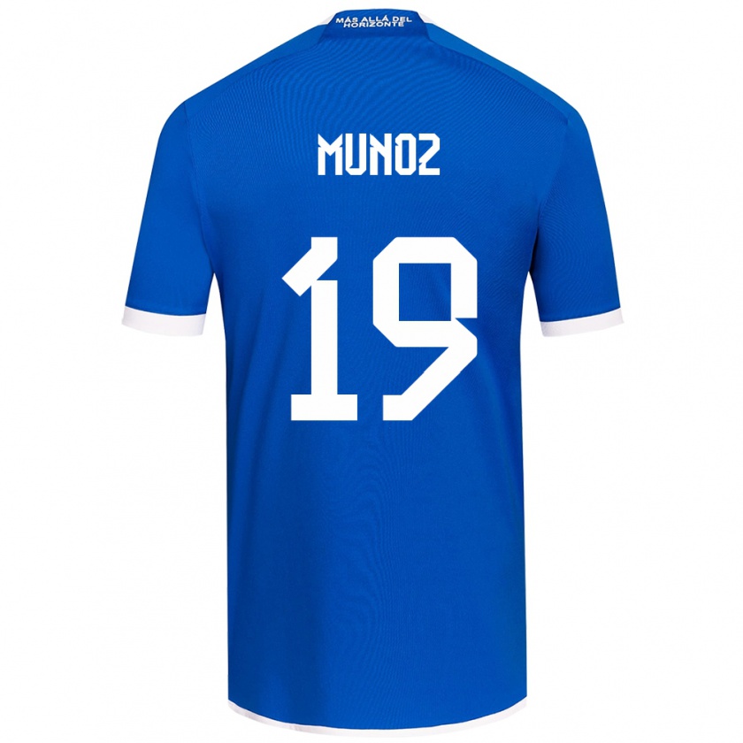 Kandiny Niño Camiseta Cristóbal Muñoz #19 Azul Blanco 1ª Equipación 2024/25 La Camisa Chile