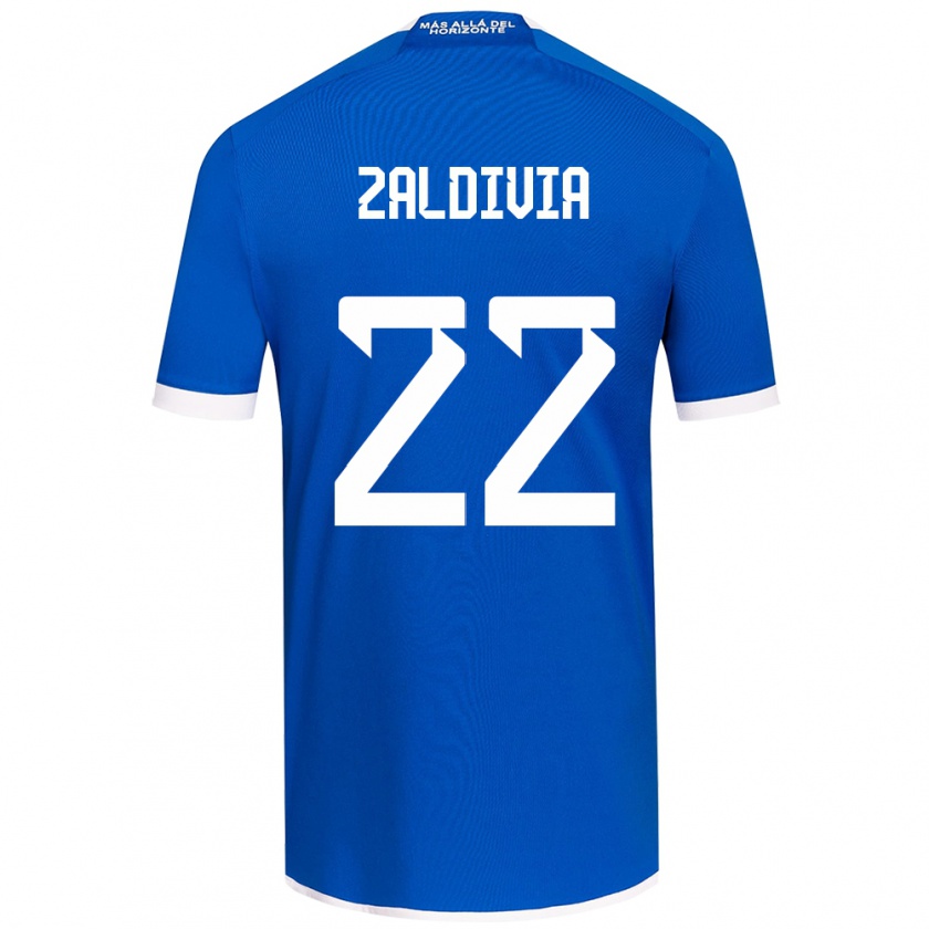 Kandiny Niño Camiseta Matías Zaldivia #22 Azul Blanco 1ª Equipación 2024/25 La Camisa Chile