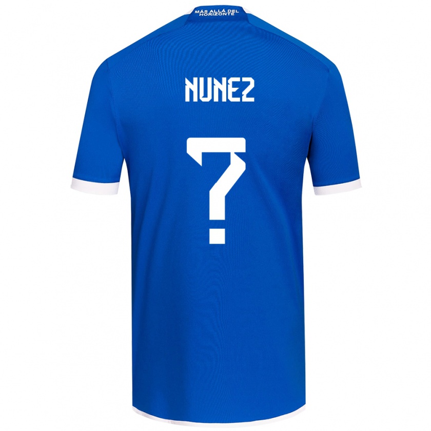 Kandiny Niño Camiseta Renato Nuñez #0 Azul Blanco 1ª Equipación 2024/25 La Camisa Chile