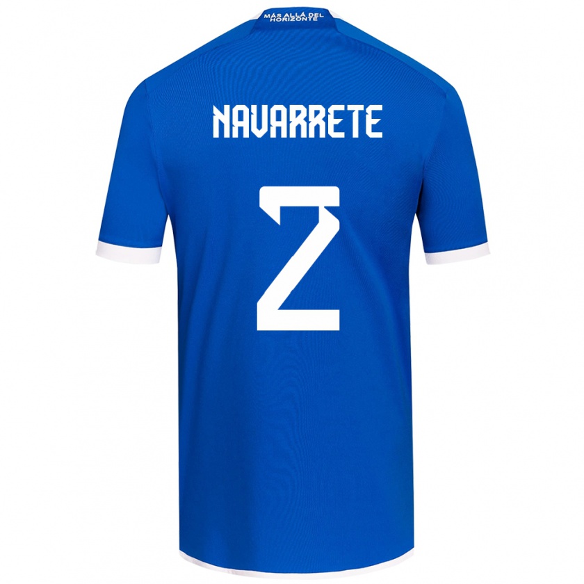 Kandiny Niño Camiseta Daniel Navarrete #2 Azul Blanco 1ª Equipación 2024/25 La Camisa Chile