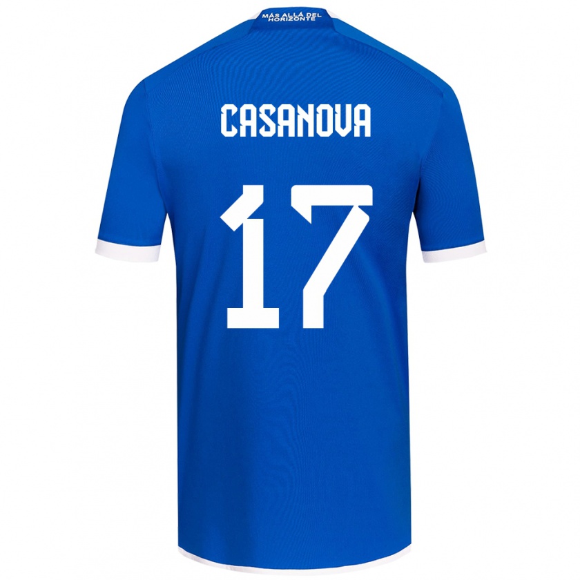 Kandiny Niño Camiseta Luis Casanova #17 Azul Blanco 1ª Equipación 2024/25 La Camisa Chile