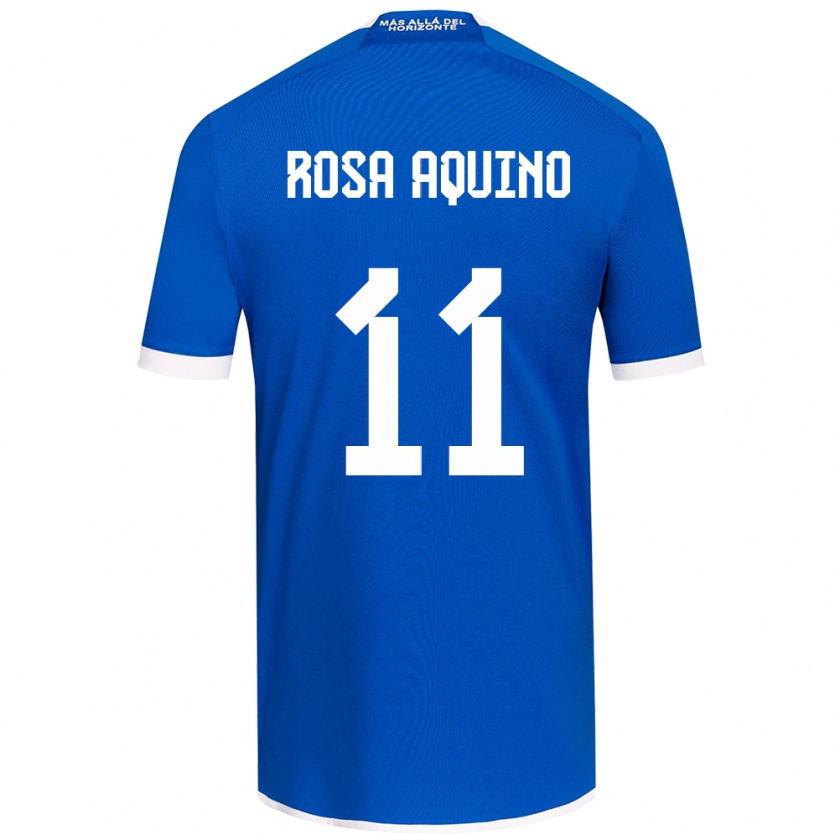 Kandiny Niño Camiseta Rosa Aquino #11 Azul Blanco 1ª Equipación 2024/25 La Camisa Chile