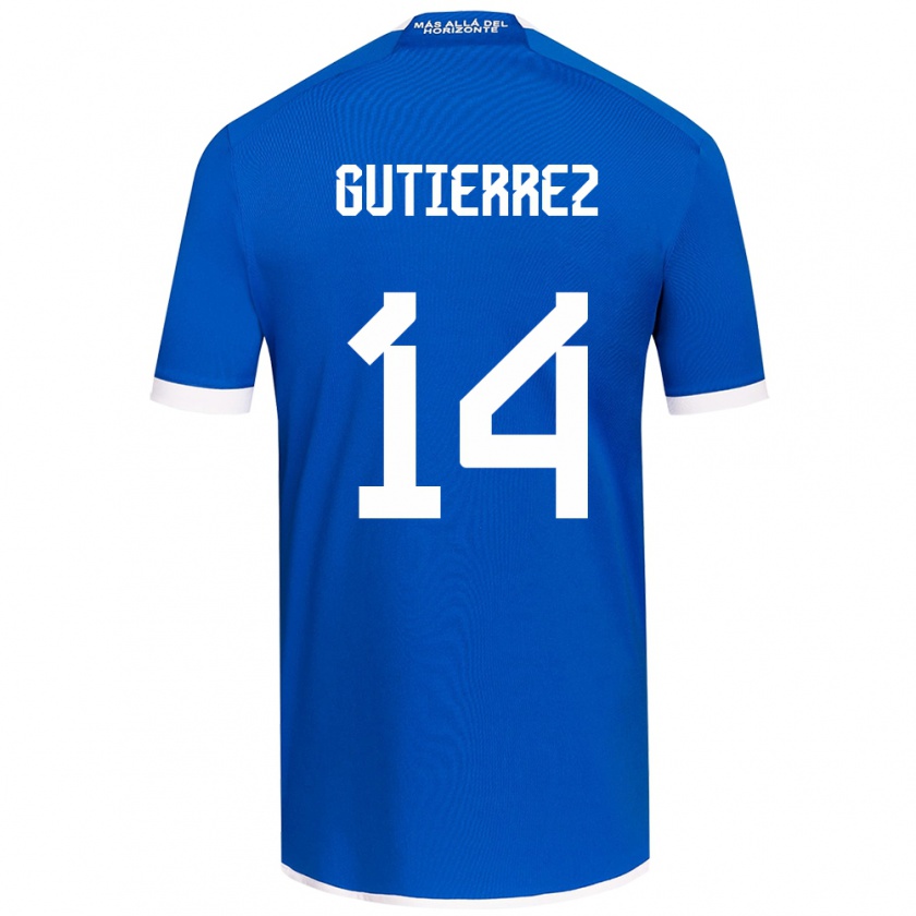 Kandiny Niño Camiseta Ana Gutiérrez #14 Azul Blanco 1ª Equipación 2024/25 La Camisa Chile