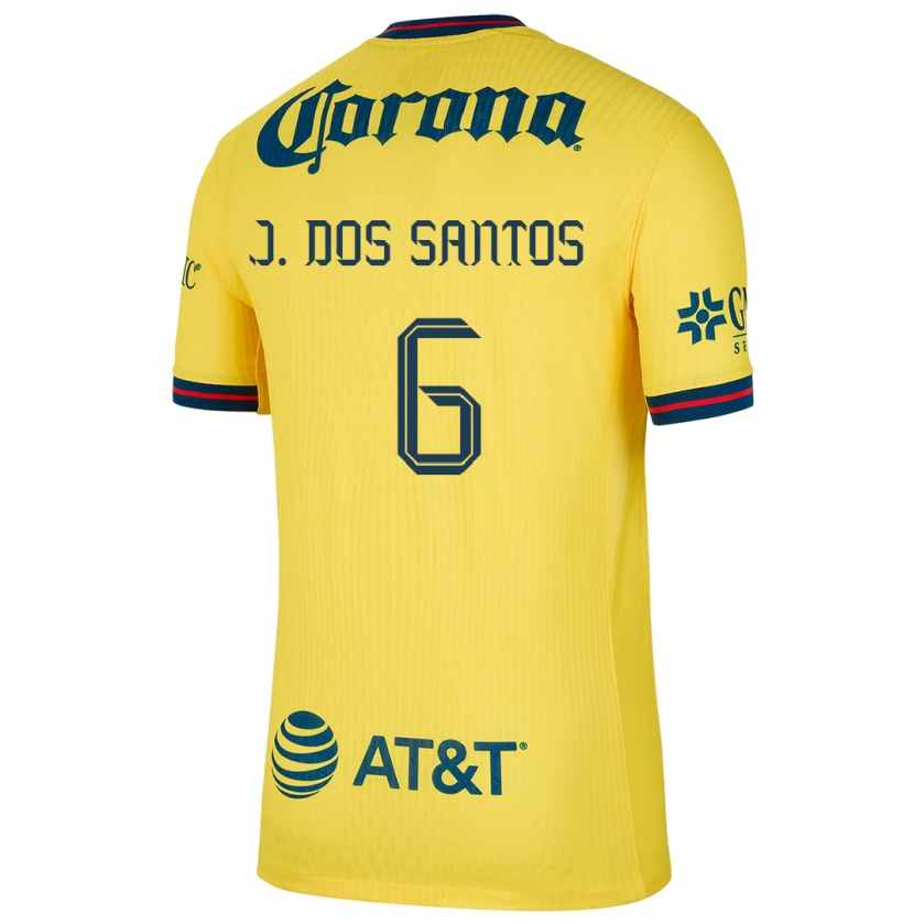 Kandiny Niño Camiseta Jonathan Dos Santos #6 Amarillo Azul 1ª Equipación 2024/25 La Camisa Chile