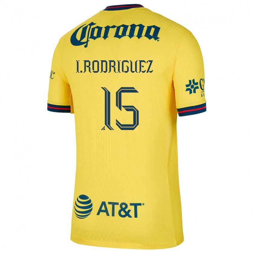 Kandiny Niño Camiseta Iván Rodríguez #15 Amarillo Azul 1ª Equipación 2024/25 La Camisa Chile