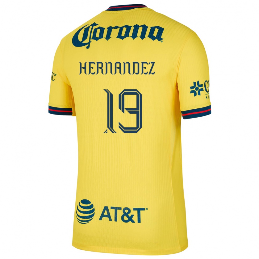 Kandiny Niño Camiseta Illian Hernández #19 Amarillo Azul 1ª Equipación 2024/25 La Camisa Chile