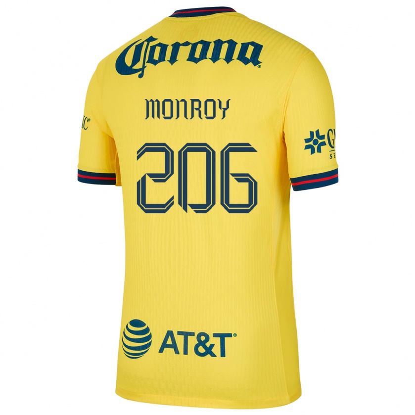 Kandiny Niño Camiseta Diego Monroy #206 Amarillo Azul 1ª Equipación 2024/25 La Camisa Chile