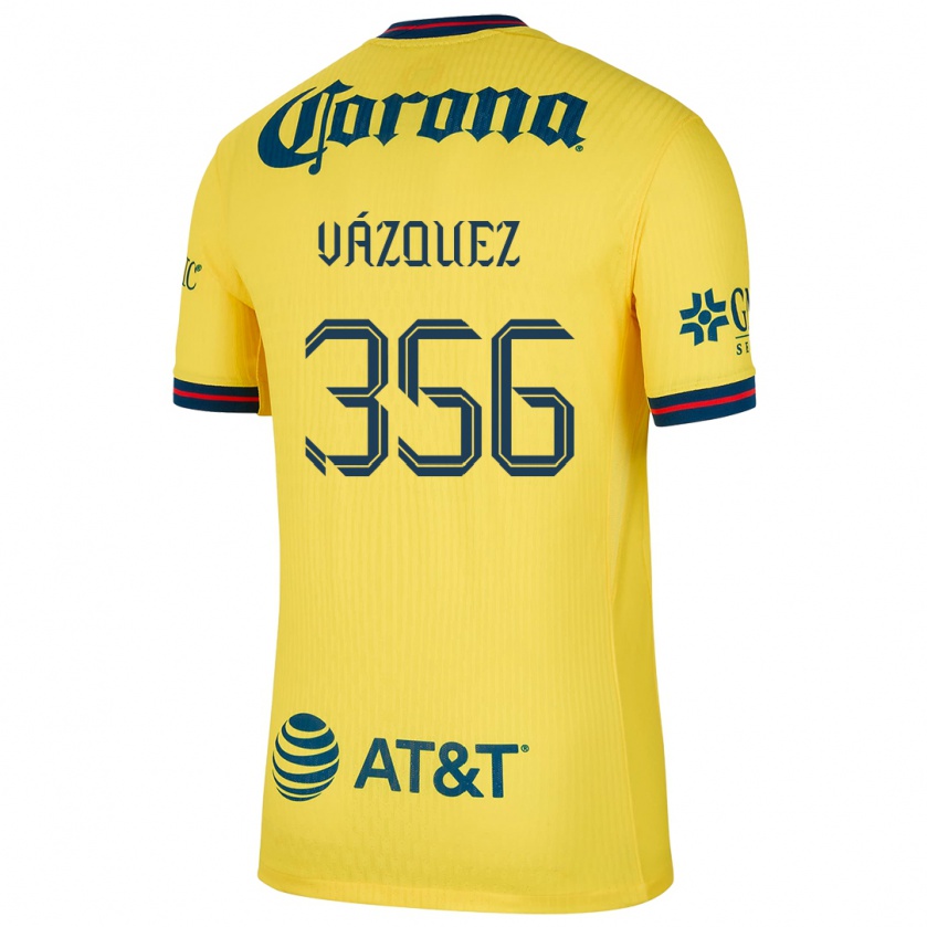 Kandiny Niño Camiseta Omar Vázquez #356 Amarillo Azul 1ª Equipación 2024/25 La Camisa Chile