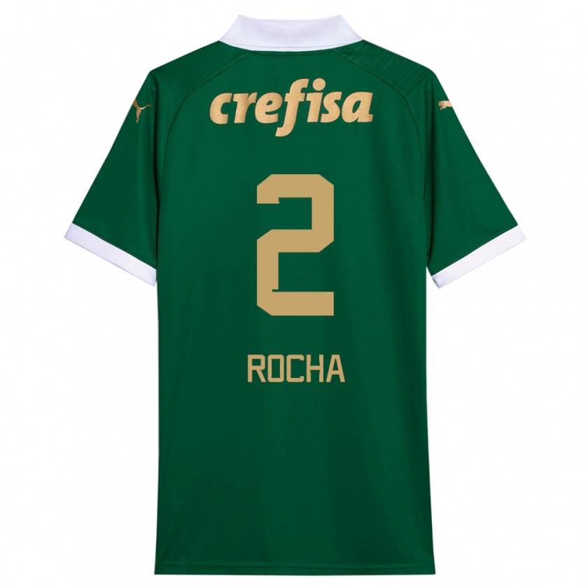 Kandiny Niño Camiseta Marcos Rocha #2 Verde Blanco 1ª Equipación 2024/25 La Camisa Chile