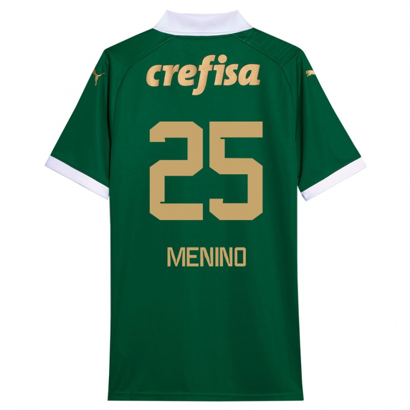 Kandiny Niño Camiseta Gabriel Menino #25 Verde Blanco 1ª Equipación 2024/25 La Camisa Chile