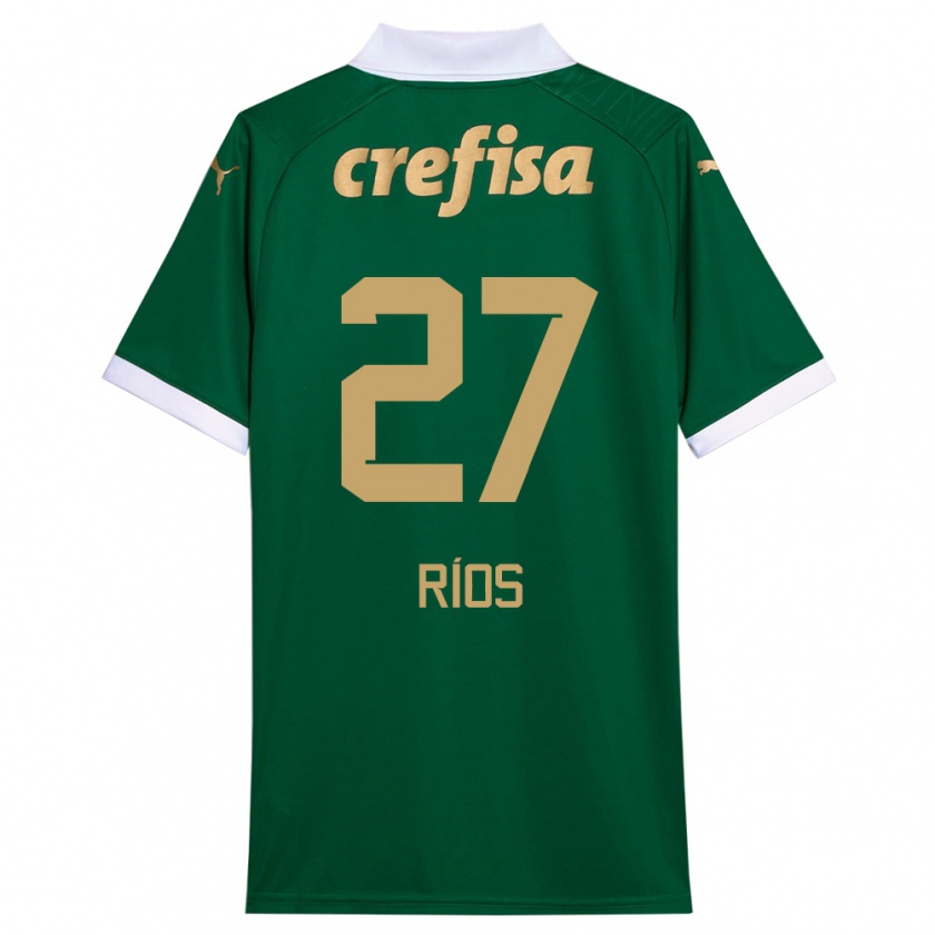 Kandiny Niño Camiseta Richard Ríos #27 Verde Blanco 1ª Equipación 2024/25 La Camisa Chile