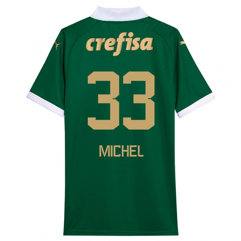 Kandiny Niño Camiseta Michel #33 Verde Blanco 1ª Equipación 2024/25 La Camisa Chile