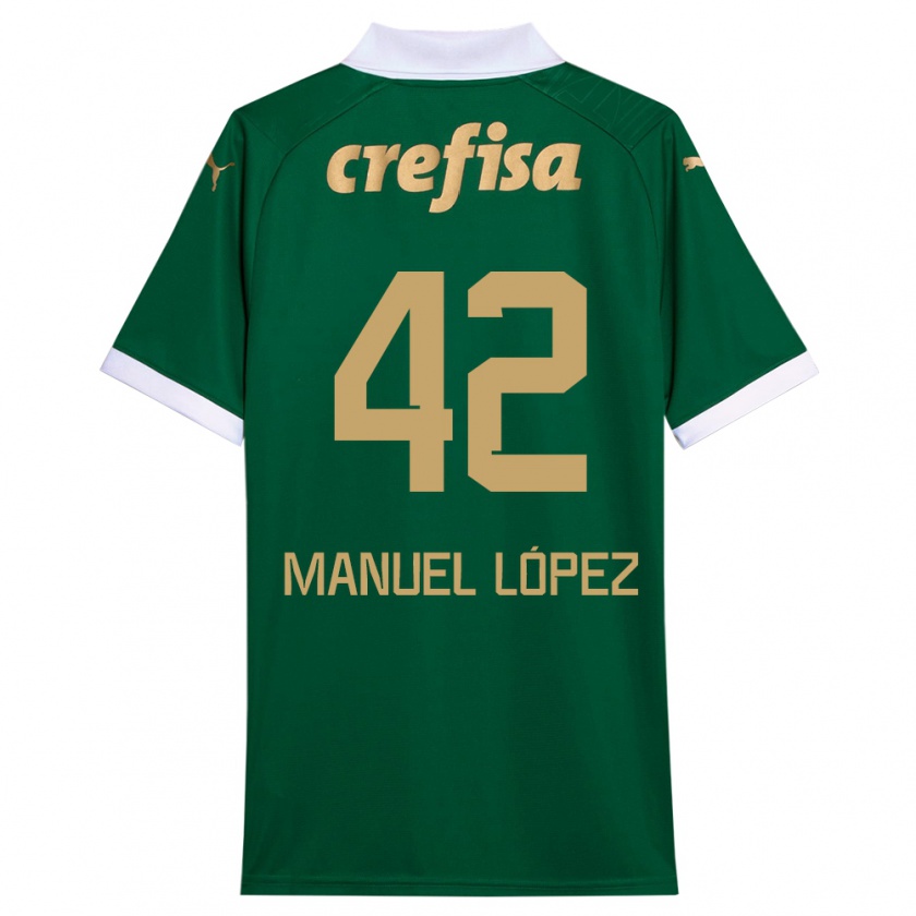 Kandiny Niño Camiseta José Manuel López #42 Verde Blanco 1ª Equipación 2024/25 La Camisa Chile