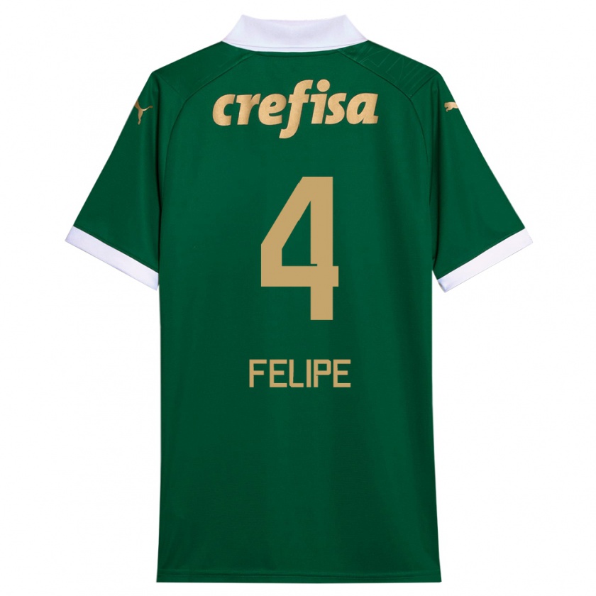 Kandiny Niño Camiseta Pedro Felipe #4 Verde Blanco 1ª Equipación 2024/25 La Camisa Chile