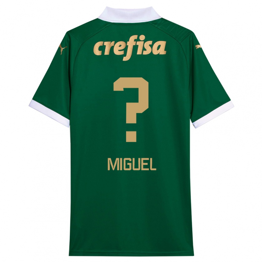 Kandiny Niño Camiseta Carlos Miguel #0 Verde Blanco 1ª Equipación 2024/25 La Camisa Chile