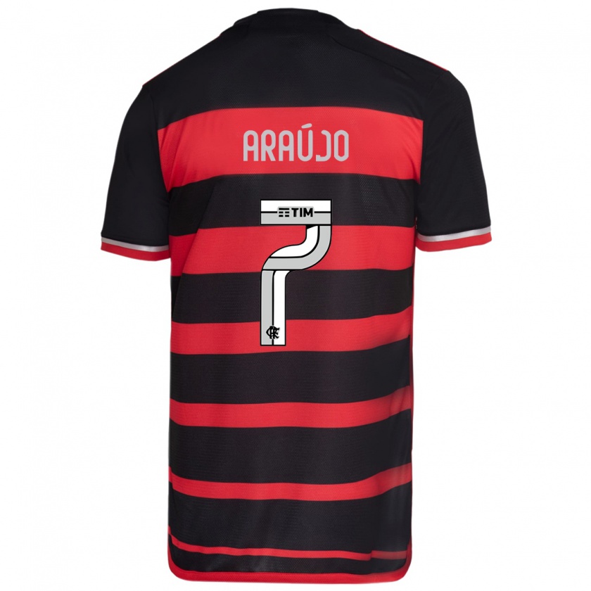 Kandiny Niño Camiseta Luiz Araújo #7 Negro Rojo 1ª Equipación 2024/25 La Camisa Chile