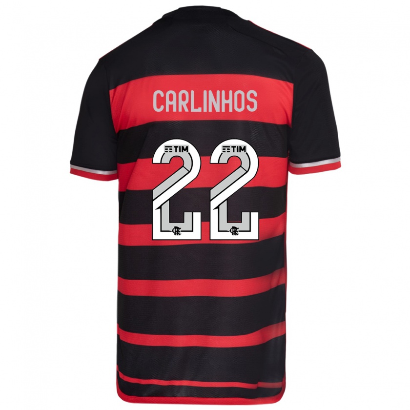 Kandiny Niño Camiseta Carlinhos #22 Negro Rojo 1ª Equipación 2024/25 La Camisa Chile