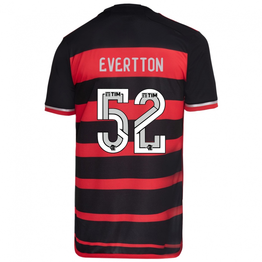 Kandiny Niño Camiseta Evertton #52 Negro Rojo 1ª Equipación 2024/25 La Camisa Chile