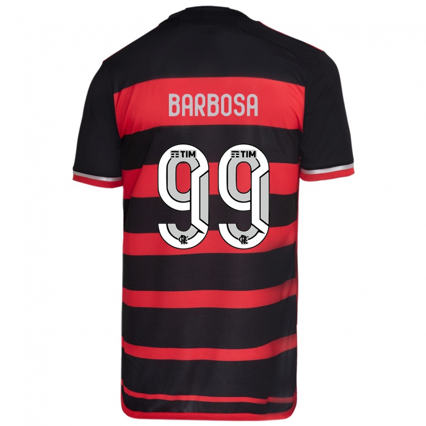 Kandiny Niño Camiseta Gabriel Barbosa #99 Negro Rojo 1ª Equipación 2024/25 La Camisa Chile