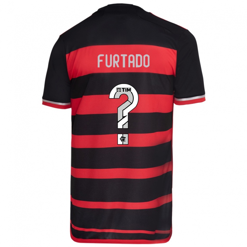 Kandiny Niño Camiseta Lucas Furtado #0 Negro Rojo 1ª Equipación 2024/25 La Camisa Chile