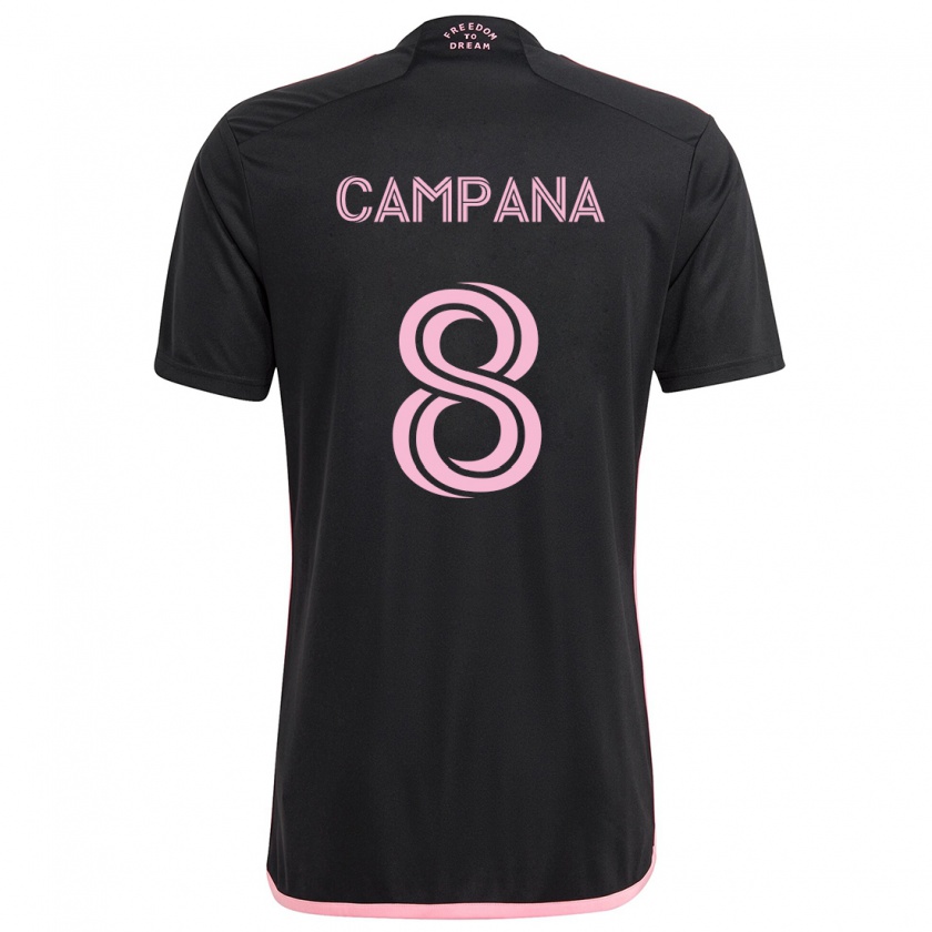 Kandiny Niño Camiseta Leonardo Campana #8 Negro 2ª Equipación 2024/25 La Camisa Chile