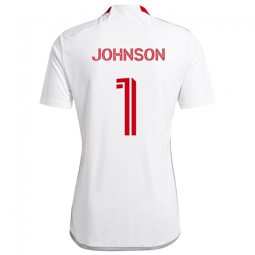 Kandiny Niño Camiseta Sean Johnson #1 Blanco Rojo 2ª Equipación 2024/25 La Camisa Chile