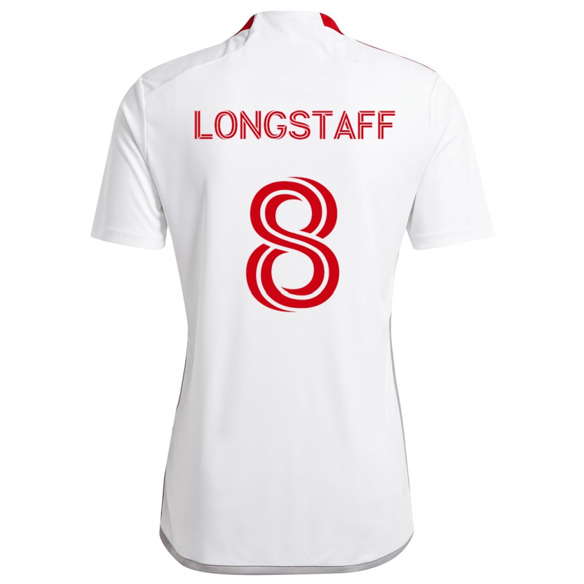 Kandiny Niño Camiseta Matty Longstaff #8 Blanco Rojo 2ª Equipación 2024/25 La Camisa Chile