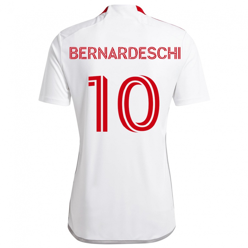 Kandiny Niño Camiseta Federico Bernardeschi #10 Blanco Rojo 2ª Equipación 2024/25 La Camisa Chile