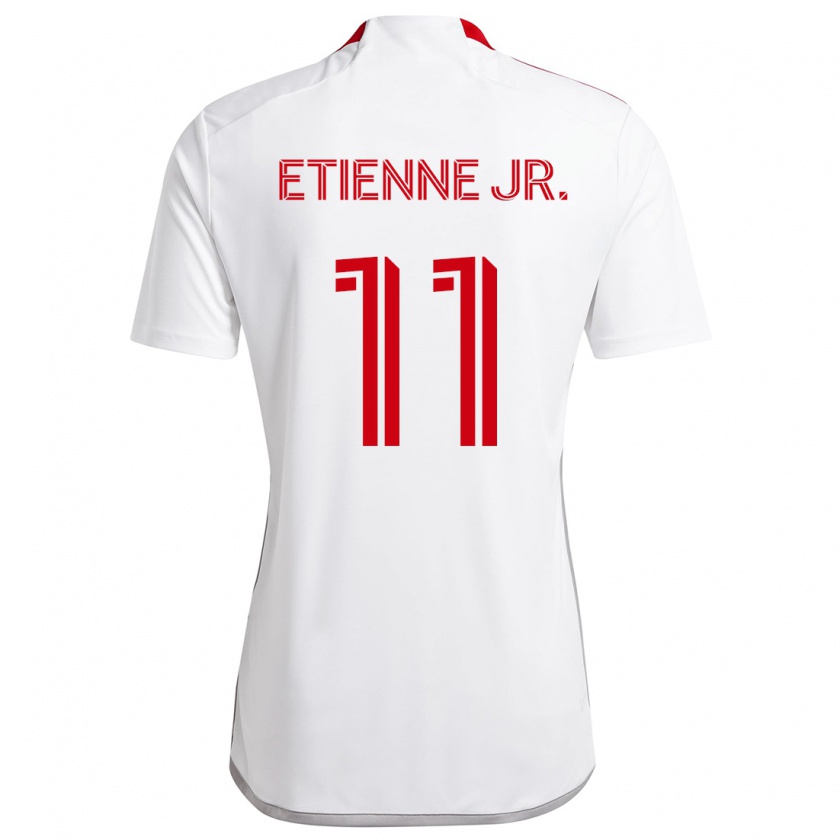 Kandiny Niño Camiseta Derrick Etienne Jr. #11 Blanco Rojo 2ª Equipación 2024/25 La Camisa Chile