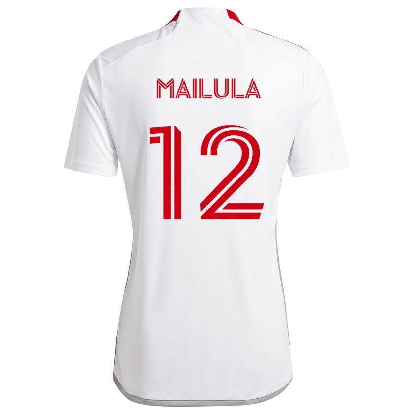 Kandiny Niño Camiseta Cassius Mailula #12 Blanco Rojo 2ª Equipación 2024/25 La Camisa Chile