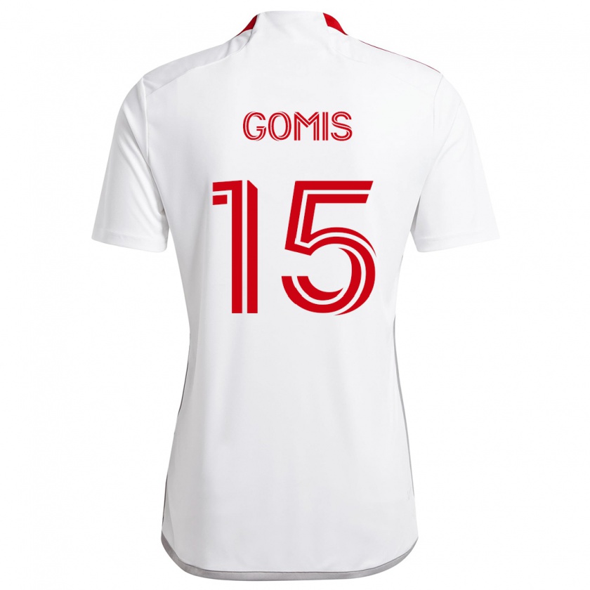 Kandiny Niño Camiseta Nicksoen Gomis #15 Blanco Rojo 2ª Equipación 2024/25 La Camisa Chile