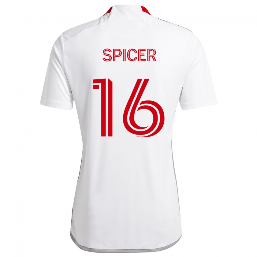 Kandiny Niño Camiseta Tyrese Spicer #16 Blanco Rojo 2ª Equipación 2024/25 La Camisa Chile