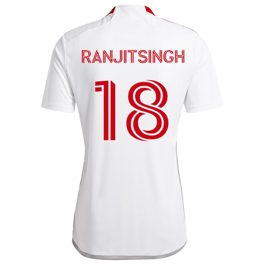 Kandiny Niño Camiseta Greg Ranjitsingh #18 Blanco Rojo 2ª Equipación 2024/25 La Camisa Chile