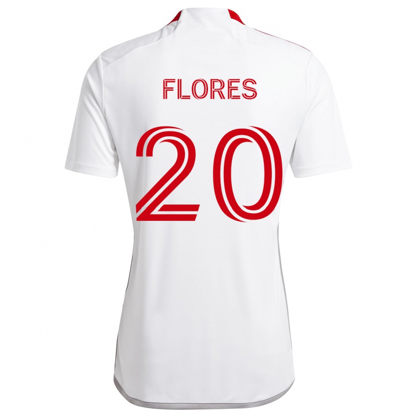 Kandiny Niño Camiseta Deybi Flores #20 Blanco Rojo 2ª Equipación 2024/25 La Camisa Chile