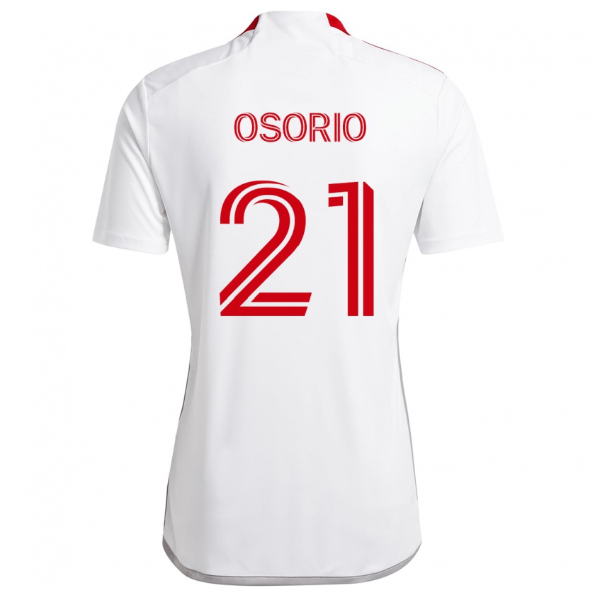 Kandiny Niño Camiseta Jonathan Osorio #21 Blanco Rojo 2ª Equipación 2024/25 La Camisa Chile